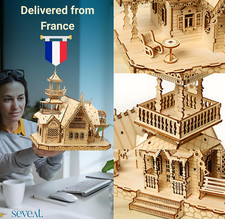 Maison en bois lumineuse 3D – Puzzle décoratif DIY avec LED | Maquette artisanal