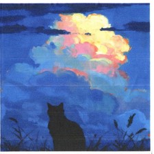 ♫ Serviettes en papier chat tombée de la nuit. Paper napkins cat nightfall ♫