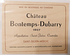 étiquette de vin 1957  chateau bontemps dubarry saint julien