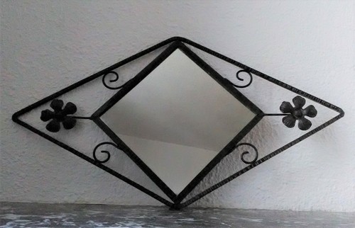 Ancien miroir fer - miroir, forgé