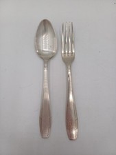 Lot 1 Fourchette + 1 Grande Cuillère en Métal Argenté – Poinçon Apollo – 18,5 cm