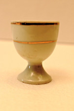 Ancien Chinois Céramique Œuf Tasse Sake Blanc Vernis Or Bandes Rare Collect " 3