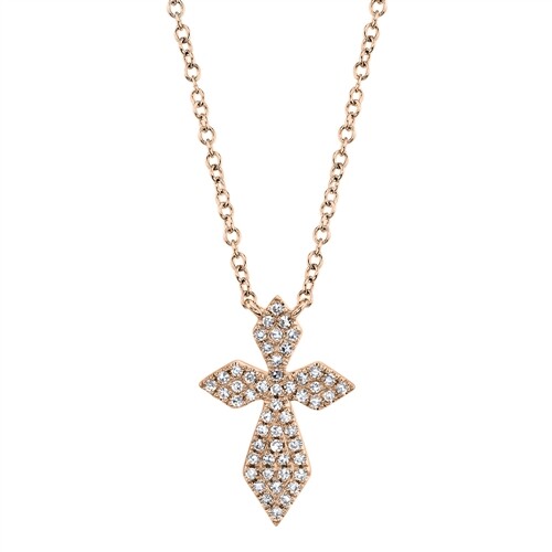 14k rose croix diamant - 14k,