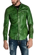 Chemise En Cuir Verte Pour
