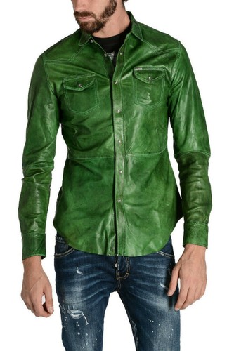 Chemise cuir verte pour - cuir,