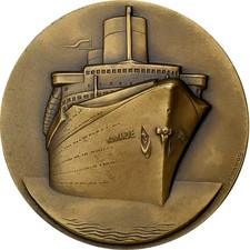France, Médaille, Compagnie Générale Transatlantique, Normandie, Bronze