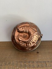 Ancien Moule à Charlotte en Cuivre Forme Poisson Déco Cuisine Vintage