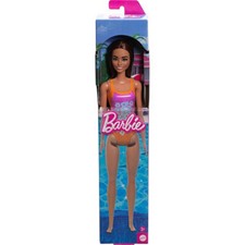 NRFB 2023 poupée Barbie bronzée plage/piscine avec maillot violet/orange HXX50