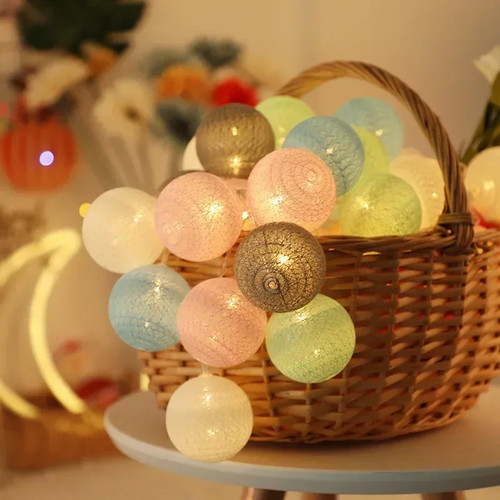 Guirlande led boules coton - guirlande,