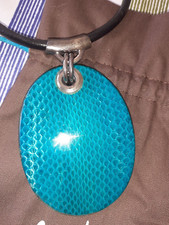 Magnifique collier réglable énorme médaillon bleu Turquoise marque Nature Bijoux