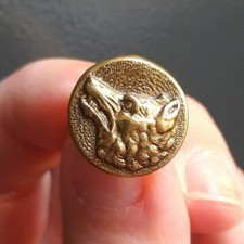 E05N05 tête de loup couleur bronze D17mm bouton de vénerie de chasse d'uniforme 