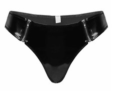 String vinyle noir à 2 zips fermeture éclair sexy fetish orginal