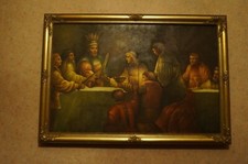 Tableau, peinture huile sur toile encadré en bois 100x70cm, signé,  d un chateau