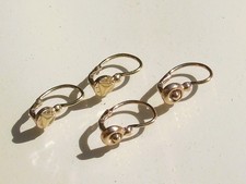 LOT / 2 JOLIES PAIRES DE PETITES DORMEUSES ANCIENNES 1930/40 en Plaqué or ORIA