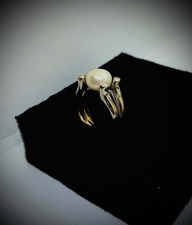 ⚜️BAGUE EN ARGENT925% RHODIÉ SERTI D’UNE PERLE BLANCHE 3,34 GR ?? T51 ⚜️RÉF071