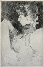 Paul César Helleu gravure eau forte Etching Portrait De Jeune Femme 1892
