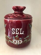 ❤️Ancien et joli pot / boite  à sel en céramique émaillée  vintage
