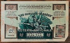 Billet de loterie nationale 1941 25e tranche - Gueules Cassées  1/10