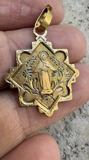 ANCIEN PENDENTIF VIERGE MARIE OR 18 CARATS ART NOUVEAU 1900 médaille religieuse