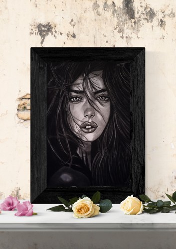 Dessin portrait femme - portrait, noir