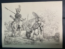 Gravure Ancienne En Hélio XIXè « Le Baptême De L’eunuque »,Rermbrandt