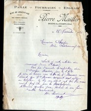 BRUERE-ALLICHAMPS (18) PAILLE FOURRAGE ENGRAIS BOIS "Pierre MAILLER" en 1930