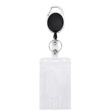 Porte-badge vertical rigide enrouleur mousqueton clip anneau clé rétractable