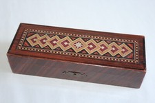 Boite en bois Art Déco façon marqueterie peint à la main