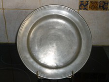ANCIEN GRAND PLAT ROND CREUX EN ETAIN A LA CARDINAL AVEC POINCON 29 CM - 1KG100