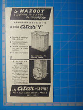 POELE A MAZOUT ATAR Y  publicité ancienne 1954 