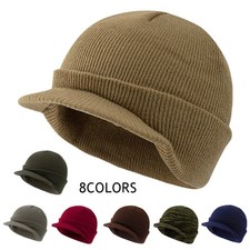 Casquette De Style Militaire Chapeau À Visière Militaire En Tricot Chaud /