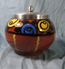 Confiturier/sucrier ART DECO  faïence st Jean du Désert signé  Roberty