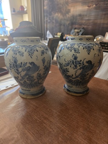 Paire pots faïence bleu - paire, de