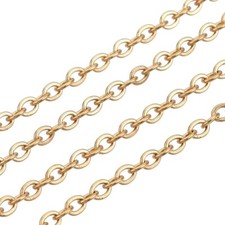 1 mètre de CHAINE Acier Inoxydable 304 maille forçat Dorée Or 2,5 x 2 mm