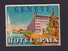 Ancienne  petite étiquette bagage Suisse BN173399 Hotel de la Paix Genève