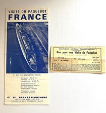 Paquebot FRANCE plan de visite et Billet