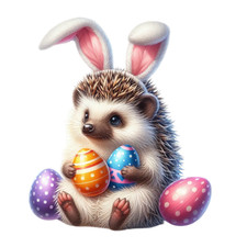 Autocollant mural autocollant hérisson de Pâques doux autocollant mural 18...