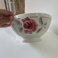 Grand bol bowl faience Style Digoin SARREGUEMINES fleur Bleu Rouge Collection