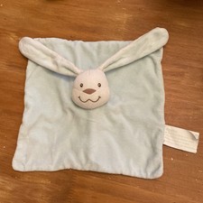 Doudou Plat Lapin Blanc Bleu