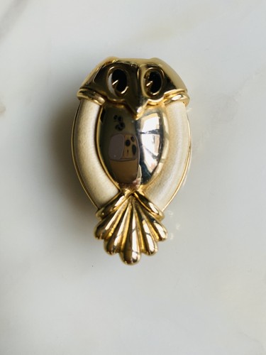 Broche hibou détail cuir