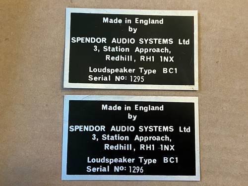 Spendor bc1 rear badge pair - badge,