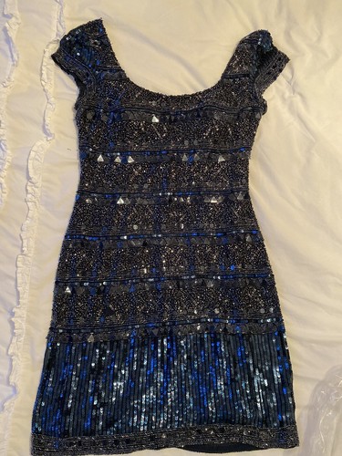 Navy blue beaded cocktail - beaded,