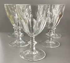 Lot de 5 verres à eau en cristal, pas coupés, dlg Baccarat, Saint-Louis