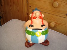 Rare grande Statuette Tirelire Obélix Vintage en terre cuite