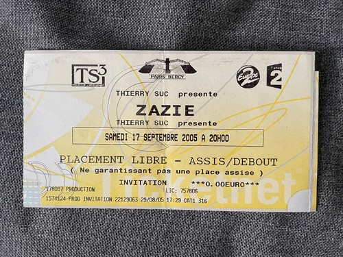 Zazie ticket billet concert - ticket,