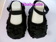ballerines chaussures chaussons noir bébé reborn baptême taille 0 à 3 mois