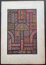 Moyen Âge Vitraux Lithographie couleur de 1869 par Dufour & Lebreton