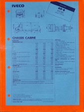IVECO GAMME DAILY / CHASSIS CABINE 40-8 / FICHE TECHNIQUE de 1984