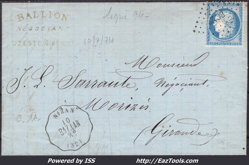 France 60a sur lettre - france, n°