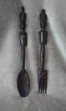 Couverts à salade décoratif en bois style africain